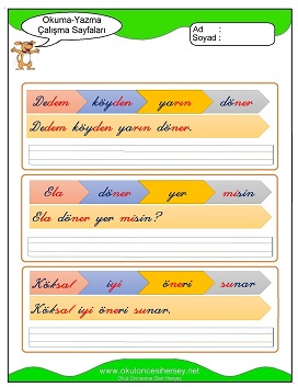 ö sesi Çalışma Sayfaları